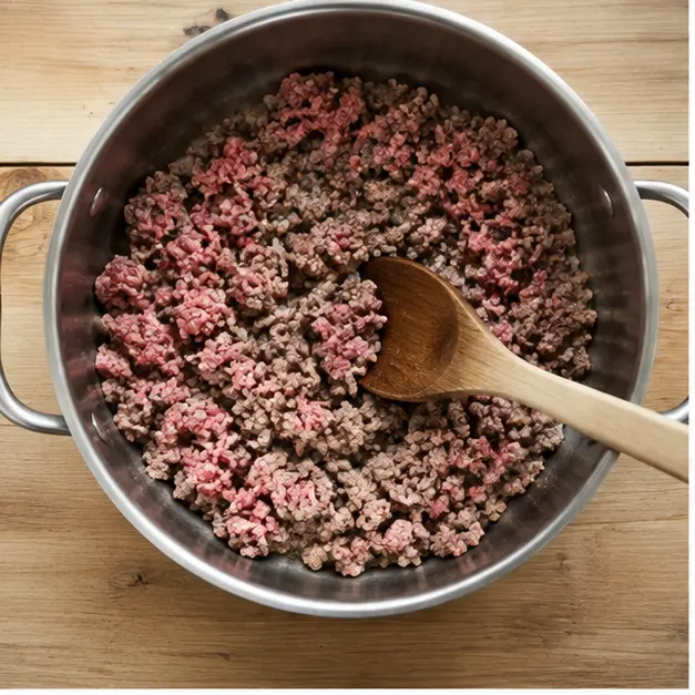 Step 1: Browning the ground beef and draining the excess grease