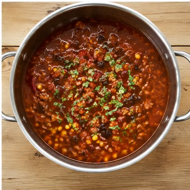 Step 4: Simmering the soup until thick and serving with toppings