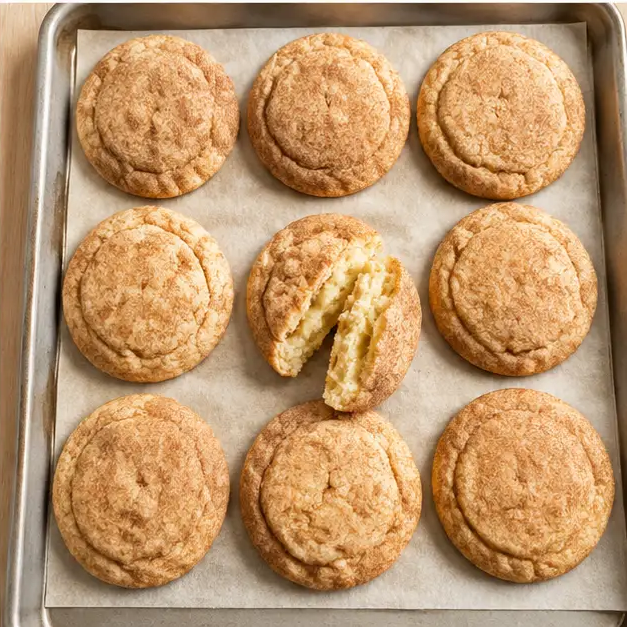 Bake at 350°F until the tops crack and the edges turn golden brown with soft pale centers