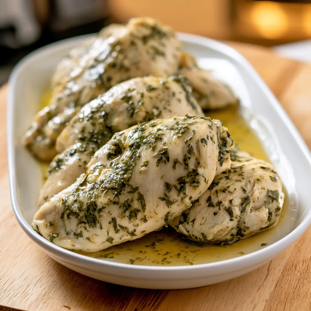 instant pot frozen garlic herb chicken breasts - final presentation