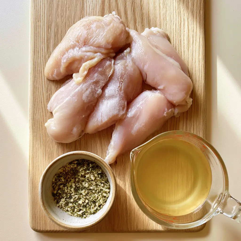 instant pot frozen garlic herb chicken breasts - main ingredients
