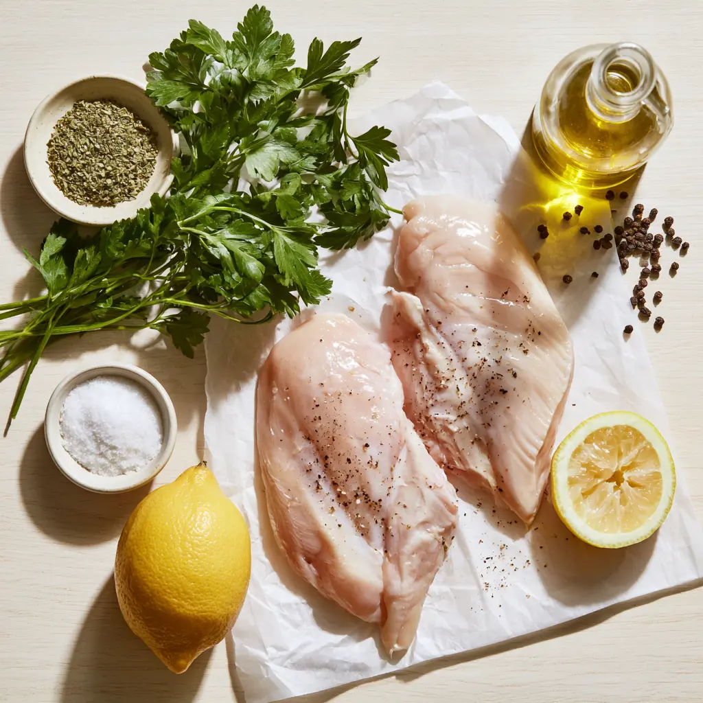 lemon herb panfried chicken breast - main ingredients