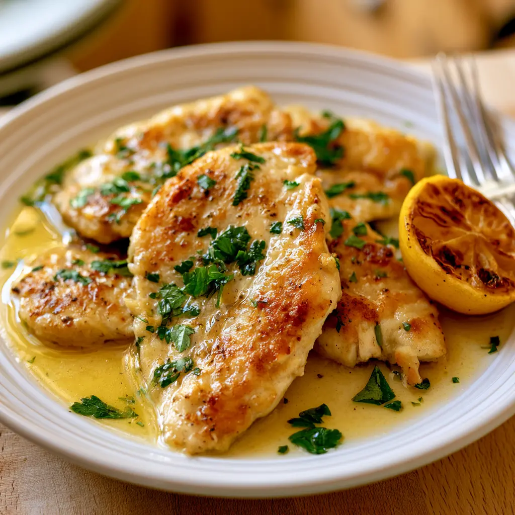 lemon herb panfried chicken breast - final presentation