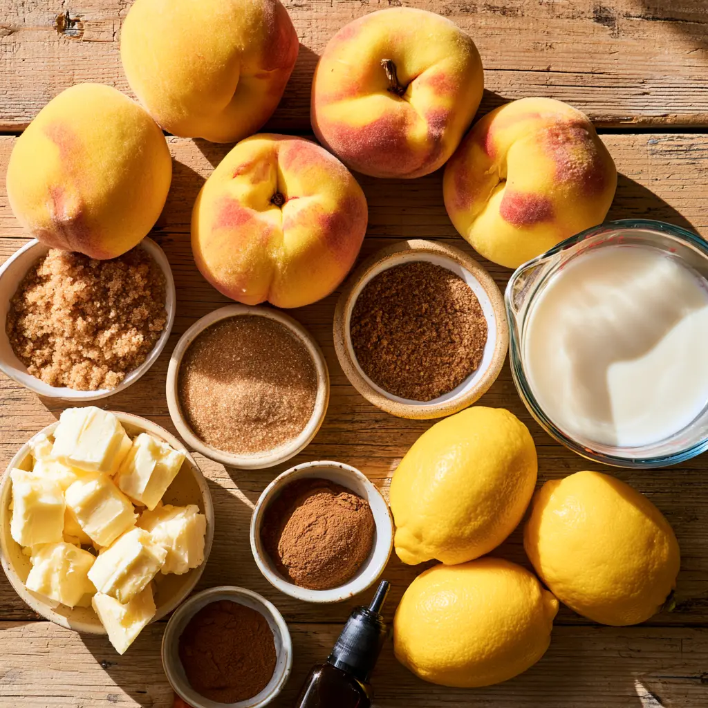 peach cobbler - main ingredients