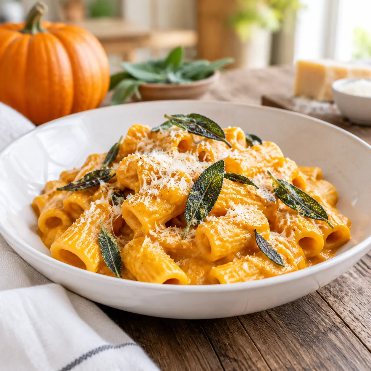 creamy pumpkin pasta - final presentation
