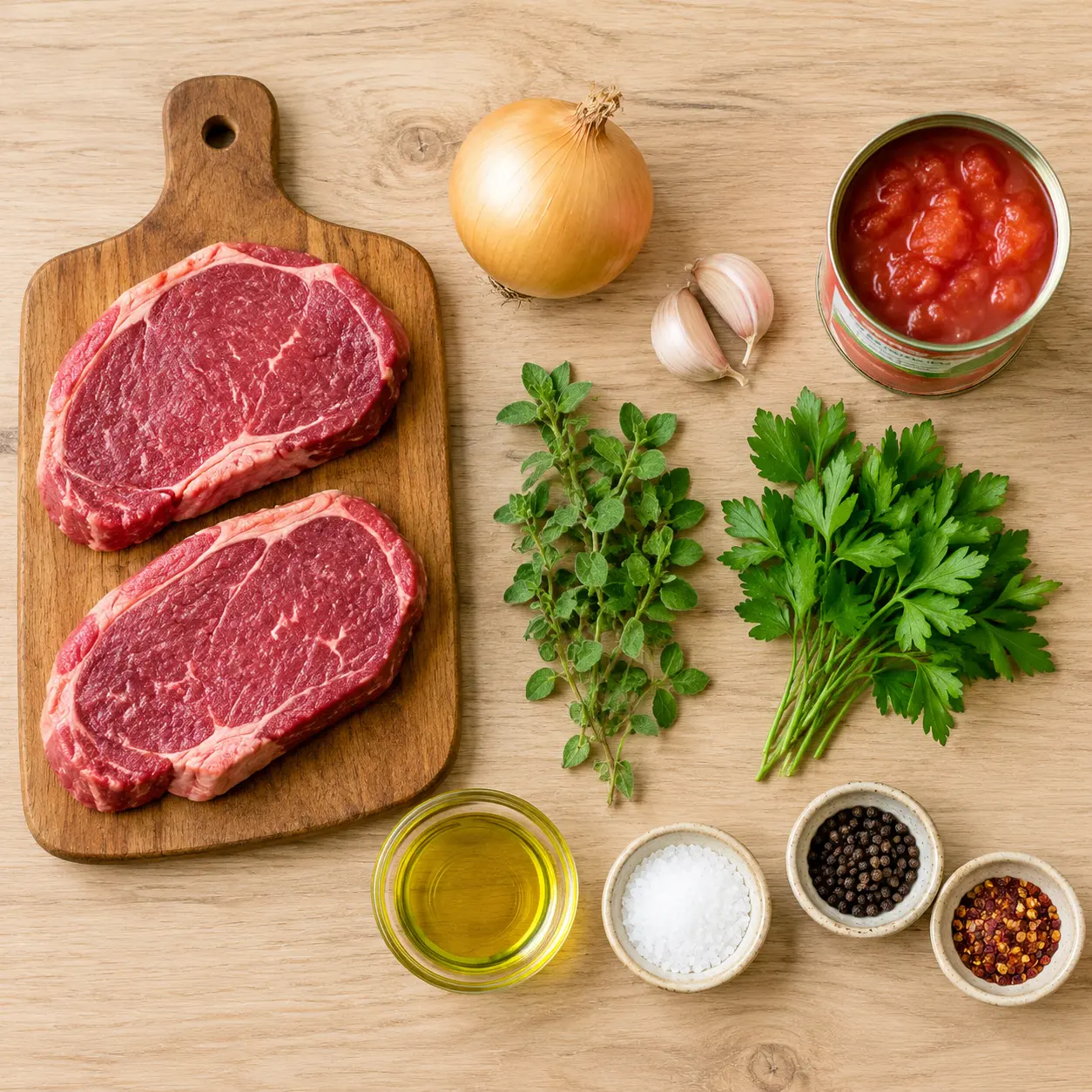 steak pizzaiola - main ingredients