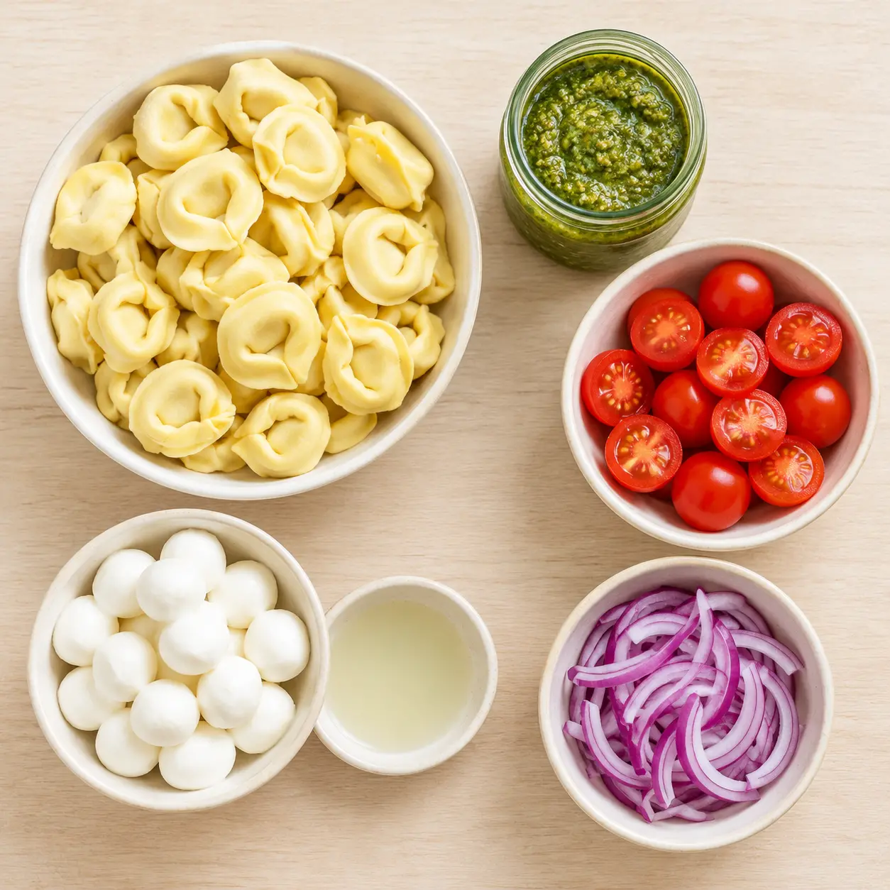 tortellini pasta salad - main ingredients